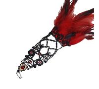 NONGYU Mitaines confortables et extensibles en dentelle élégante brodée pour mariage, Halloween, fête mystique, sorcière, Rouge, taille unique