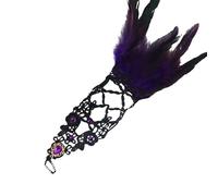 NONGYU Mitaines confortables et extensibles en dentelle élégante brodée pour mariage, Halloween, fête mystique, sorcière, violet, taille unique