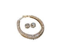 NONGYU Parure de bijoux en cuivre scintillant avec clous en oxyde de zirconium, design léger pour les fêtes et le quotidien Ensemble de bijoux en cuivre pour femme, taille unique, Comme décrit, Comme