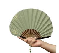 NONGYU Petit éventail en coton et lin chinois pliable à la main en fibre naturelle respirante en mélange de coton