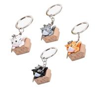 NONGYU Petit porte-clés Happy Cats avec pendentif animal mignon accessoire simple et polyvalent portable pour sacs à dos et cadeaux Porte-clés chat de dessin animé