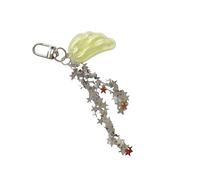 NONGYU Porte-clés élégant avec pendentif en forme d'étoile et d'aile d'ange idéal pour les sacs ou comme cadeau pour offrir une breloque de sac à la mode, jaune, taille unique