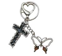 NONGYU Porte-clés élégant en forme de papillon, crucifix d'épine, porte-clés pour femmes et filles, décorations de téléphone polyvalentes, pendentif mignon pour téléphone