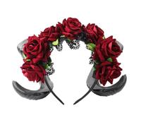 NONGYU Serre-tête en corne de sorcière pour Halloween, fête d'Halloween, corne, animation de diable, pour spectacle en direct, jeu de rôle, coiffe florale pour femme