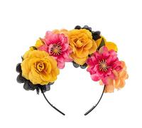 NONGYU Serre-tête tendance multi-couleurs en forme de fleur et de crâne pour Halloween, fête de mariage, bandeau pour femme