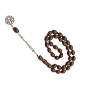NONGYU Tasbih Lot de 33 perles de prière musulmanes ergonomiques et légères pour réflexion spirituelle, bijoux de prière islamique en acrylique, marron foncé, taille unique