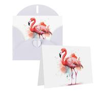 NONHAI Cartes de vœux avec enveloppes « Thinking of You » - Aquarelle flamant rose - Carte vierge pour toutes les occasions - Cartes de vœux pour anniversaire, fête prénatale, félicitations, mariage
