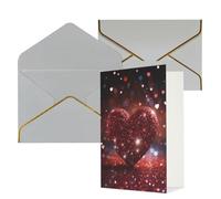NONHAI Cartes de vœux avec enveloppes « Thinking of You » - Carte vierge en forme de cœur rouge pailleté - Cartes de vœux pour anniversaire, fête prénatale, félicitations, mariage, remerciements