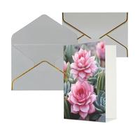 NONHAI Cartes de vœux avec enveloppes « Thinking of You » - Carte vierge - Flamant rose - Plantes succulentes - Cartes de vœux pour anniversaire, fête prénatale, félicitations, mariage, remerciements