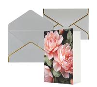 NONHAI Cartes de vœux avec enveloppes « Thinking of You » - Carte vierge - Fleurs de pivoine - Cartes de vœux pour anniversaire, fête prénatale, félicitations, mariage, remerciements, toutes occasions
