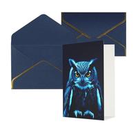 NONHAI Cartes de vœux avec enveloppes « Thinking of You » - Carte vierge - Motif chouette bleue - Cartes de vœux pour anniversaire, fête prénatale, félicitations, mariage, remerciements, toutes