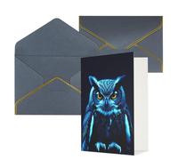 NONHAI Cartes de vœux avec enveloppes « Thinking of You » - Carte vierge - Motif chouette bleue - Cartes de vœux pour anniversaire, fête prénatale, félicitations, mariage, remerciements, toutes