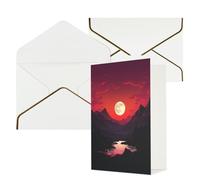 NONHAI Cartes de vœux avec enveloppes « Thinking of You » - Carte vierge - Motif coucher de soleil rouge - Cartes de vœux pour anniversaire, fête prénatale, félicitations, mariage, remerciements