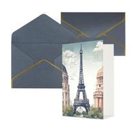NONHAI Cartes de vœux avec enveloppes « Thinking of You » - Carte vierge - Motif monuments de Paris - Cartes de vœux pour anniversaire, fête prénatale, félicitations, mariage, remerciements, toutes