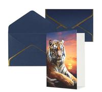 NONHAI Cartes de vœux avec enveloppes « Thinking of You » - Carte vierge - Motif tigre coloré - Cartes de vœux pour anniversaire, fête prénatale, félicitations, mariage, remerciements, toutes
