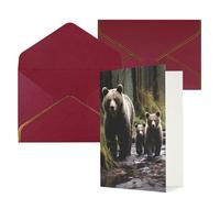 NONHAI Cartes de vœux avec enveloppes « Thinking of You » - Carte vierge pour mère ours et ses petits - Cartes de vœux pour anniversaire, fête prénatale, félicitations, mariage, remerciements, toutes