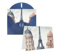 NONHAI Cartes de vœux avec enveloppes « Thinking of You » - Motif monuments de Paris - Carte vierge pour toutes les occasions - Pour anniversaire, fête prénatale, félicitations, mariage, remerciement