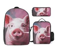 NONHAI Ensemble de sac à dos pour homme et femme - Style : animal rire, sac à dos pour ordinateur portable, sac à déjeuner, trousse à crayons, sac à dos de voyage, style, taille unique, Style :,