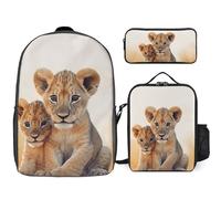 NONHAI Ensemble sac à dos de voyage petit lion pour ordinateur portable, sac à déjeuner, trousse à crayons, sac à livres pour femme, style, taille unique, Style :, Taille unique