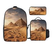 NONHAI Ensemble sac à dos de voyage Pyramide Afrique désert pour ordinateur portable, sac à déjeuner, trousse à crayons, sac à livres pour femme, style, taille unique, Style :, Taille unique