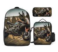 NONHAI Ensemble sac à dos de voyage, sac à dos de sport, moto, sac à dos, sac à déjeuner, trousse à crayons, sac à livres pour femme, style, taille unique, Style :, Taille unique