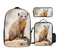 NONHAI Ensemble sac à dos pour homme et femme Motif suricates sauvages Sac à dos pour ordinateur portable Sac à déjeuner Trousse à crayons Sac à dos de voyage Style Taille unique Style Taille unique,