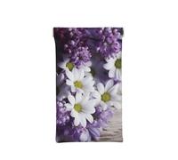 NONHAI Étui à lunettes souple en cuir synthétique avec fermeture à pression Motif fleurs violettes et blanches, Fleurs blanches violettes, taille unique