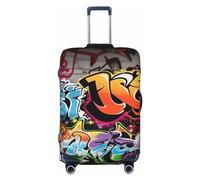 NONHAI Housse de protection pour bagages de voyage, graffiti, hip-hop, lavable, élastique, anti-rayures, convient aux bagages de 45,7 à 81,3 cm, Noir , L