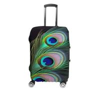 NONHAI Housses de bagages de voyage en plumes de paon vertes - Housses élastiques et lavables - Housse de protection pour valise de 48,3 à 81,3 cm, Style :, L, Imprimé