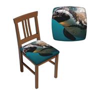 NONHAI Lot de 2 housses de siège extensibles pour salle à manger, cuisine et bureau - Housses de siège carrées amovibles et lavables avec attaches pour salle à manger, cuisine et bureau - Motif