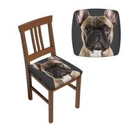 NONHAI Lot de 4 housses de siège extensibles pour salle à manger, chaises carrées avec attaches, amovibles et lavables pour cuisine, bureau