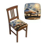 NONHAI Lot de 6 housses de chaise de salle à manger élastiques lavables et amovibles pour chaises de salle à manger privé Motif avion privé