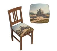 NONHAI Lot de 6 housses de chaise de salle à manger élastiques lavables et douces, extensibles, amovibles et lavables, motif peinture de site historique