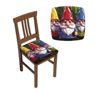 NONHAI Lot de 6 housses de siège extensibles pour salle à manger, cuisine et bureau - Housses de siège carrées amovibles et lavables avec attaches - Motif nains colorés