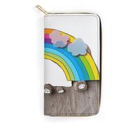 NONHAI Petit portefeuille en cuir arc-en-ciel pour le travail avec fermeture éclair pour téléphone portable, portefeuille ultra fin avec poche à fermeture éclair pour le shopping, style, 19,8 x 10,4 x