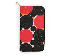 NONHAI Portefeuille en cuir noir à pois pour femme - Portefeuille de travail avec fermeture éclair - Porte-téléphone - Portefeuille long ultra fin avec poche zippée pour le shopping - 19,8 x 10,4 x