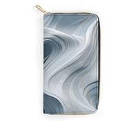 NONHAI Portefeuille en cuir pour femme avec motif vague et image de mouvement pour le travail, portefeuille à fermeture éclair, porte-téléphone, portefeuille long ultra fin avec poche à fermeture