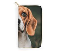 NONHAI Portefeuille en cuir pour femme Beagle Dog Portefeuille pour le travail Fermeture éclair Porte-téléphone Portefeuille long portefeuille ultra fin avec poche zippée pour le shopping, style, 19,8