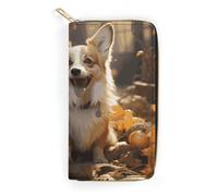 NONHAI Portefeuille en cuir pour femme Deux Corgis Portefeuille pour le travail Fermeture éclair Porte-téléphone Portefeuille long portefeuille ultra fin avec poche zippée pour le shopping, style,