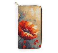 NONHAI Portefeuille en cuir pour femme - Motif floral - Pour le travail - Fermeture éclair - Porte-téléphone - Portefeuille long - Portefeuille ultra fin avec poche zippée pour le shopping - Style :