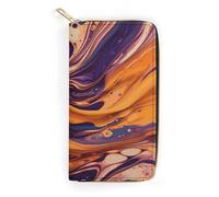 NONHAI Portefeuille en cuir violet pour femme avec fermeture éclair et poche à fermeture éclair pour le travail, portefeuille ultra fin avec poche à fermeture éclair pour le shopping, style, 19,8 x