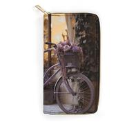 NONHAI Portefeuille en cuir violet pour femme avec fermeture éclair pour le travail, portefeuille pour téléphone, portefeuille long avec poche à fermeture éclair pour le shopping, style, 19,8 x 10,4 x