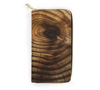 NONHAI Portefeuille pour femme en cuir avec anneaux d'arbre pour le travail avec fermeture éclair pour téléphone portable, portefeuille long portefeuille ultra fin avec poche à fermeture éclair pour