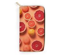 NONHAI Portefeuille pour femme en cuir avec tranches de pamplemousse pour le travail Fermeture éclair Portefeuille Téléphone Long Portefeuille Portefeuille Ultra Mince avec Poche à Fermeture Éclair