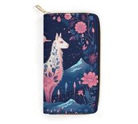 NONHAI Portefeuille pour femme en cuir d'alpaga nuit étoilée pour le travail avec fermeture éclair pour téléphone portable portefeuille long portefeuille ultra fin avec poche zippée pour le shopping,