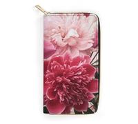 NONHAI Portefeuille pour femme en cuir floral botanique pour le travail avec fermeture éclair pour téléphone portable, portefeuille long portefeuille ultra fin avec poche à fermeture éclair pour le