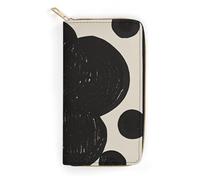 NONHAI Portefeuille pour femme en cuir noir et blanc à gros pois pour le travail, portefeuille à fermeture éclair, porte-téléphone, portefeuille long ultra fin avec poche à fermeture éclair pour le
