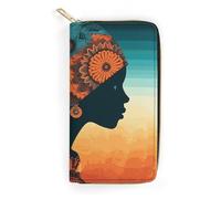 NONHAI Portefeuille pour femme portant un foulard en cuir pour le travail, portefeuille à fermeture éclair, porte-téléphone, sac à main long, portefeuille ultra fin avec poche à fermeture éclair pour