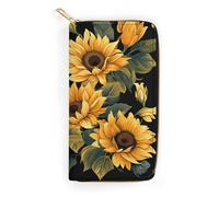 NONHAI Portefeuille pour femme tournesol pour illuminer ma vie portefeuille en cuir pour le travail portefeuille fermeture éclair support téléphone long portefeuille portefeuille ultra fin avec poche
