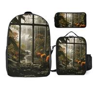 NONHAI Sac à dos de voyage avec motif paysage dans la fenêtre pour ordinateur portable, sac à déjeuner, trousse à crayons, sac à livres pour femme, style, taille unique, Style :, Taille unique